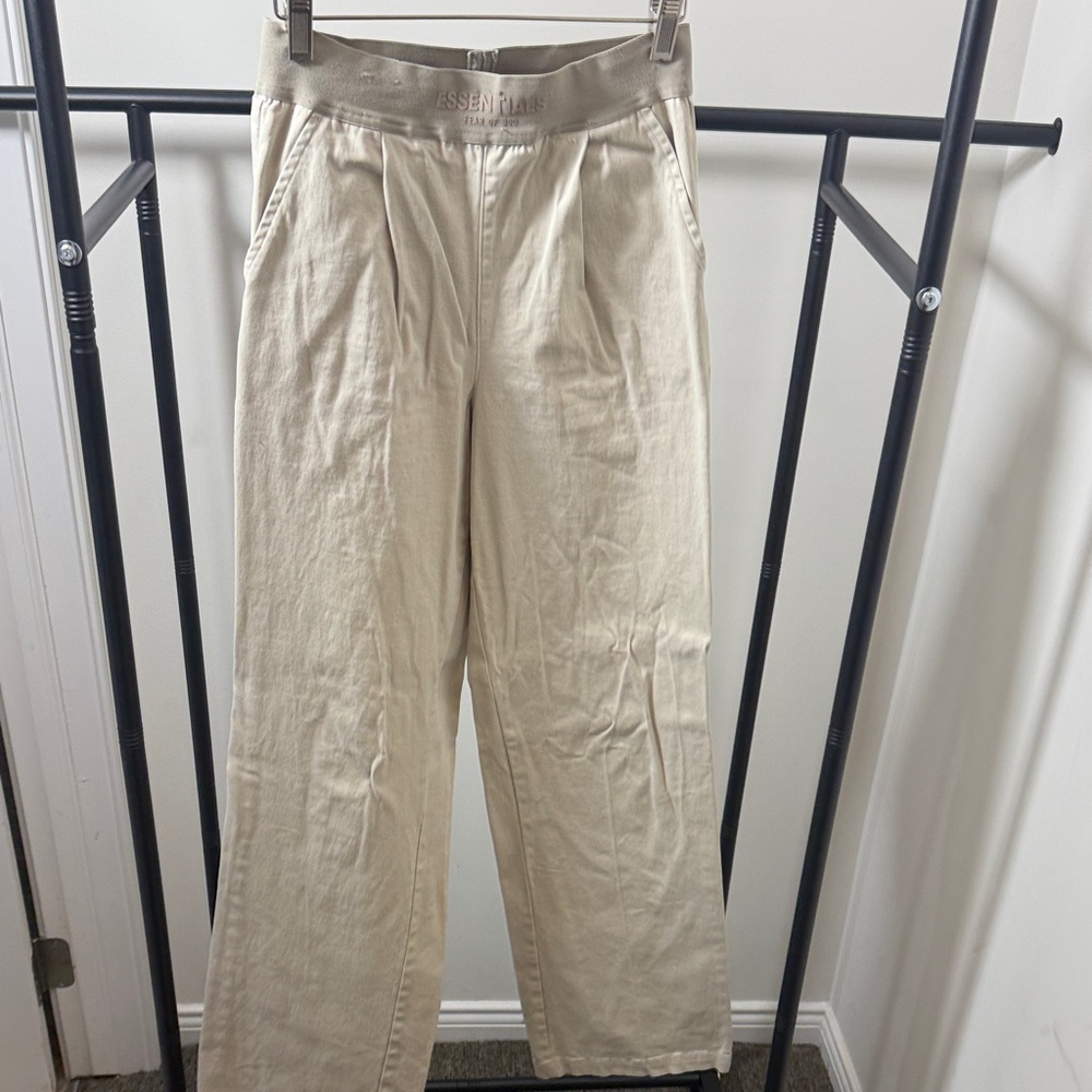 ESSENTIALS Cream Wide-Leg Pants size SMALL
